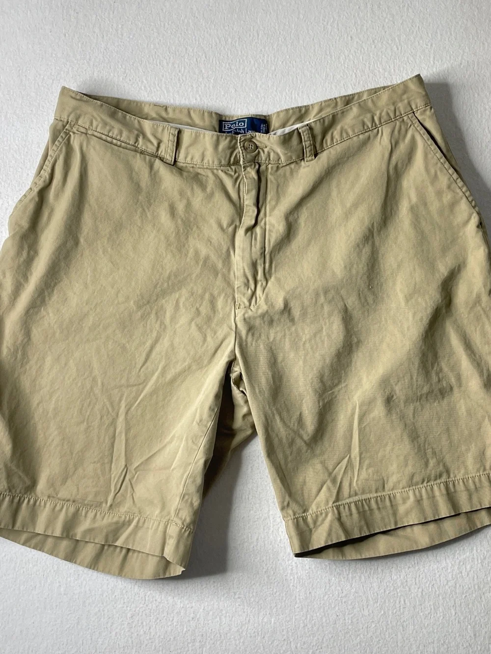 Polo Ralph Lauren Chino Shorts Men's 38 Tan Flat Front Preppy Vintage 90s